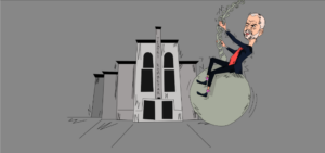 The demolition of the theater as a harbinger of an upcoming dictatorship